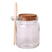 4oz 8oz 120ml 250ml Round Pudding Glass Jar with Cork Lid with Wood Spoon